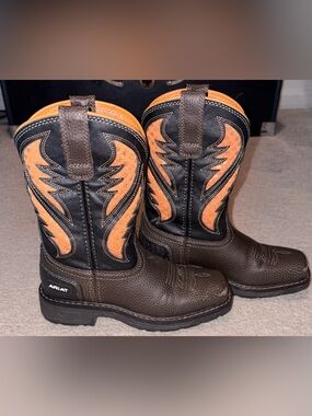 Ariat Brown and Orange Pull-On Boots